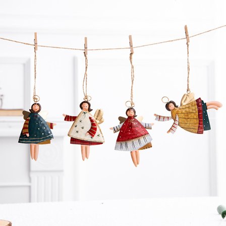 4 Järnängel Crac av Christmas Jewelry Shop Dekoration Julscen Poserar Julgransdekoration 18*10cm