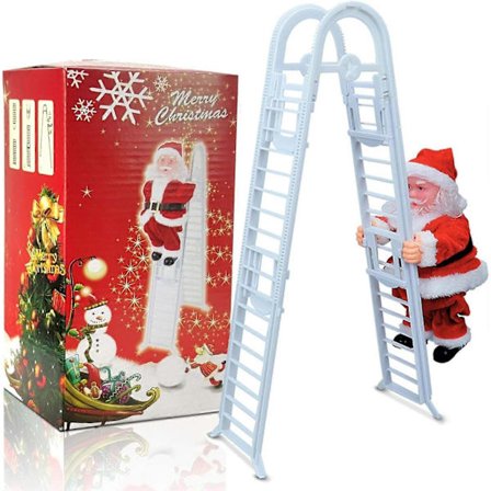Jultomten klättrar på stegen