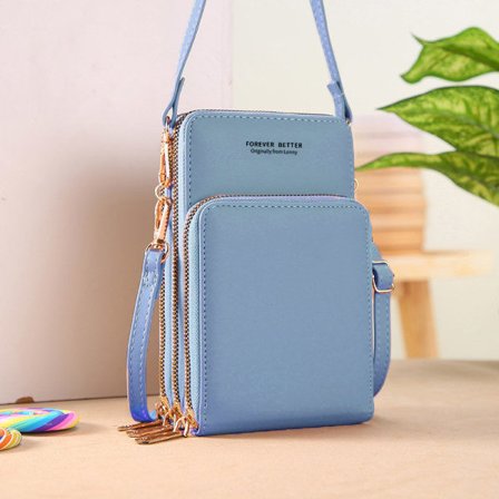 IC Olkalaukku Puhelinlaukku PU-Nahka Puhelinlompakko Sininen