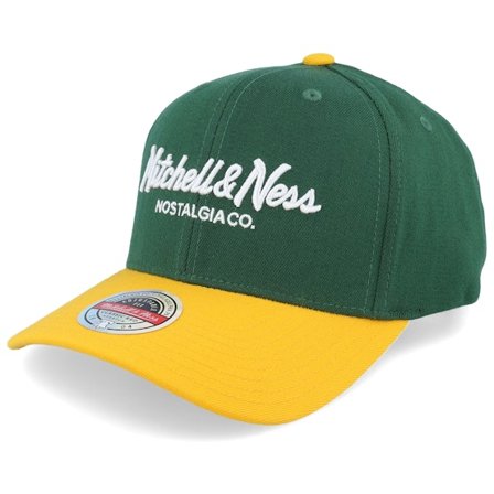 Mitchell & Ness - Green adjustable Czapka Z Daszkiem - Hatstore Exclusive x Hatstore Exclusive x Pinscript Baseball Green/Yellow @ Hatstore