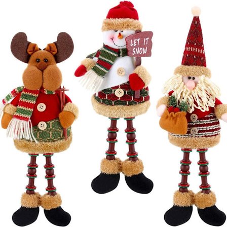 Julepynt, sittende julenisse, snømann, reinsdyr KLB