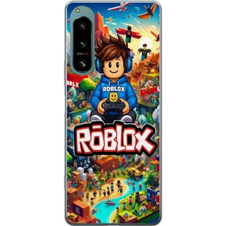 Kompatibelt Mobildeksel til Sony Xperia 5 IV Roblox-verden med spillkarakterer og fargerike eventyr fylt med action og flygende kjøretøy