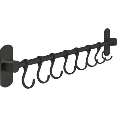 "*Joeji's Kitchen Musta koukkuteline keittiöön | Laadukas keittiötanko | Tanko keittiövälineille, välineteline | Keittiökoukut"