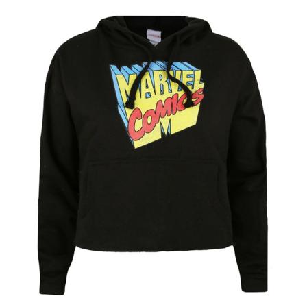 Marvel Dam/dam Retro Cropped Hoodie M Svart