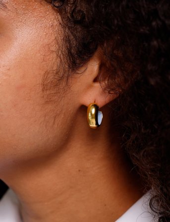 Design Letters Chunky Rainbow Hoop Enamel 8Mm Gold Plated (1 Pcs) - Blue - ONE SIZE