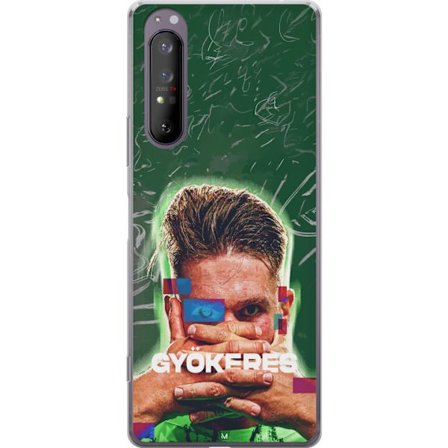 Yhteensopiva Puhelinkuori Sony Xperia 1 II Lamine Yamal Barcelonan pelipaidassa, jossa on neonvaloja ja punaisia ja sinisiä salamoita dramaattisessa e