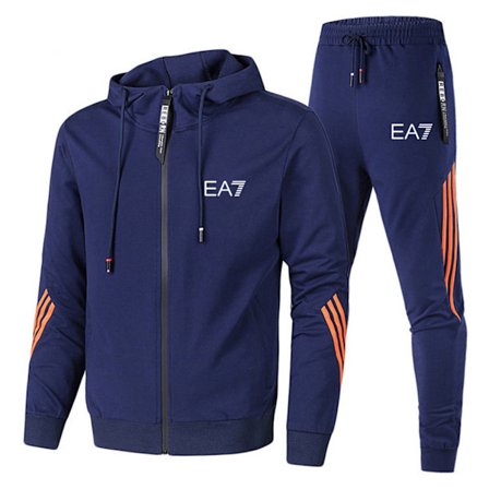 Höst- och vinterträningsset för män, inklusive huvtröja och joggingbyxor, sport- och gymträningsset Navy Blue qd