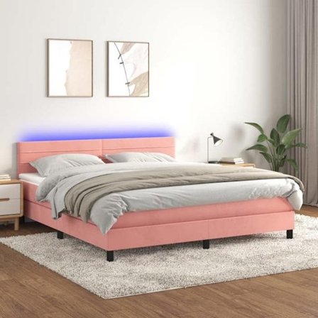 Maison Exclusive - Sengebund med lameller og madras samt LED Rosa 160x200 cm