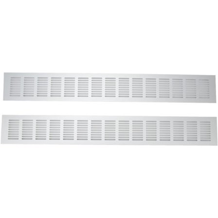 Sæt med 2 rektangulære ventilationsriste i aluminiumslegering til skab, skoskab, 80 x 550 mm skab
