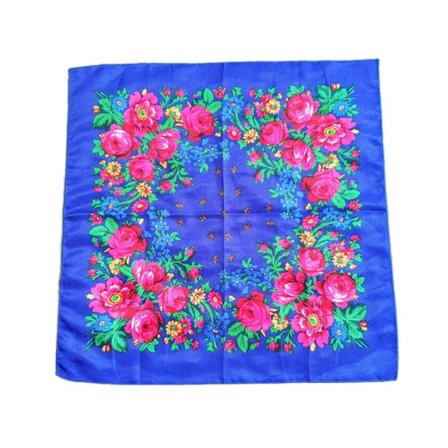 Rose Flower Print Head Scarf Twill Printed Scarf Shawl BLÅTT