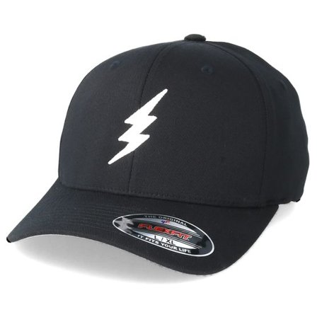 Rave - Svart flexfit Keps - Bolt Black/White Flexfit @ Hatstore