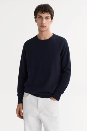Soft Goat - Men's Classic Crewneck - Men cashmere sweater - L - Navy