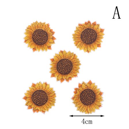 5 st Solrossy på/Stryk på broderade lappar Gör själv hantverkstyg