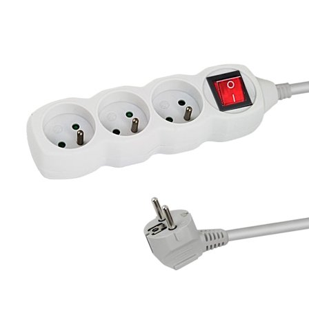 Esperanza Power Strip 3 Stikkontakter Switch 1,5M Hvid