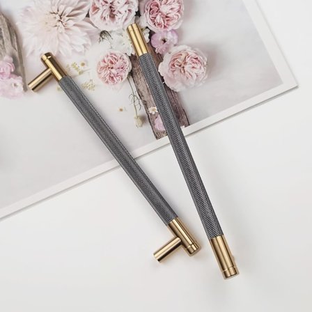 Paket med 6 Moderna Guldskåpshandtag 192mm Hålavstånd Köksdörrhandtag Vintage Draghandtag för Köksluckor, Byrå, Garderob (Gyllengrå)