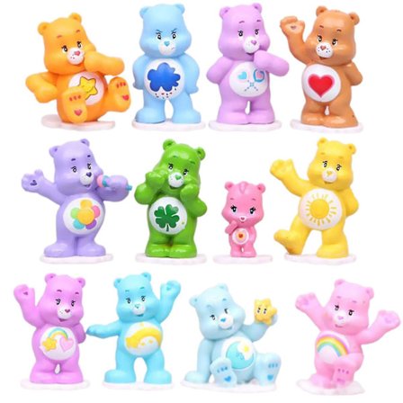 12 kpl Värikkäitä Eläin Karhu Hahmo Lelu Muovinen Pienoislelusetti Kakun Koristeet Auton Koristeet
