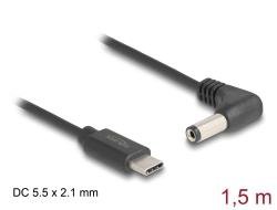 Delock USB-C Power Cable to DC 5.5 x 2.1 mm male angled 1.5 m