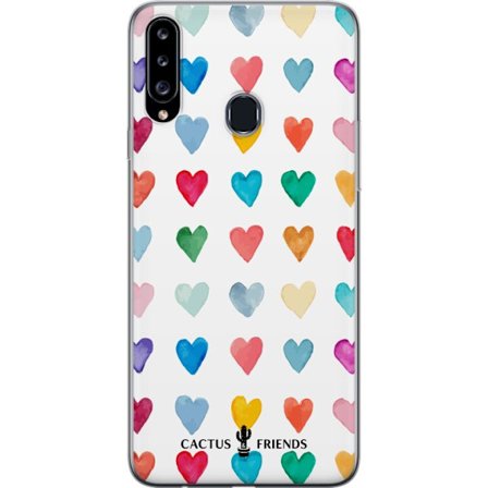 Kompatibelt Mobildeksel til Samsung Samsung Galaxy A20s Cactus and Friends - Watercolor Love Grid