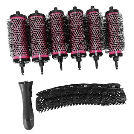 6-pack 3 Storlekar Avtagbart Handtag Hårrulleborste Med Positioneringsklämmor Aluminium Keramisk Tunna