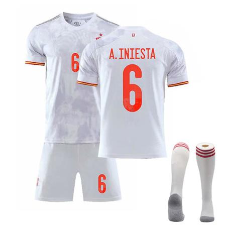 Spanien Jersey Fotboll T-shirts Set För Barn/ungdomar A.iniesta 6 Home Kids 18(100-110cm)