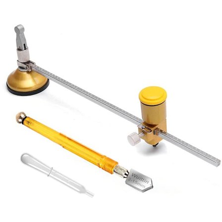 Cirkulær glasskærer med sugekop Justerbar cirkulær glasskæresæt med glasskærer (40 cm)