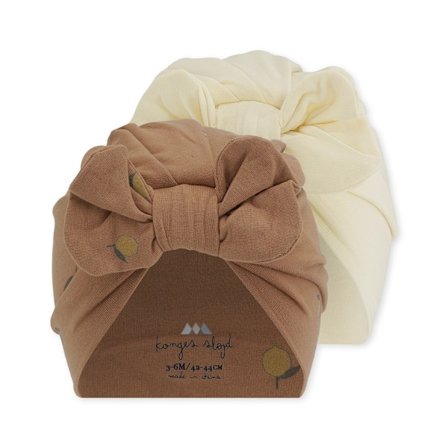 Babyhue Bambi Bonnet 2-pak, Lemon Brown, 12-18 måneder - Konges S