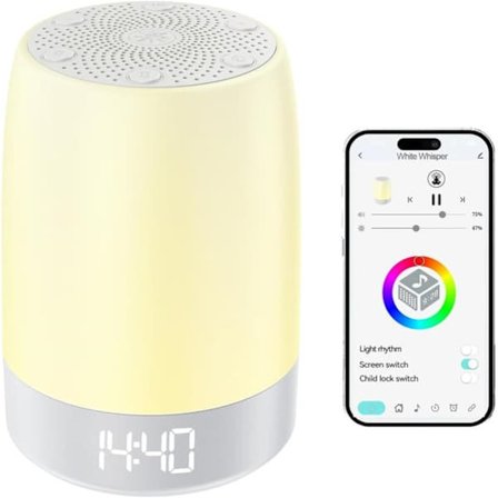 Natlampe - Sovelampe til drenge og piger med farveskift, alarm og tid, timerfunktion (Wi-Fi)