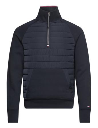 Mix Media Half Zip Knitwear Half Zip Pullover Marineblå Tommy Hilfiger*Betinget Tilbud