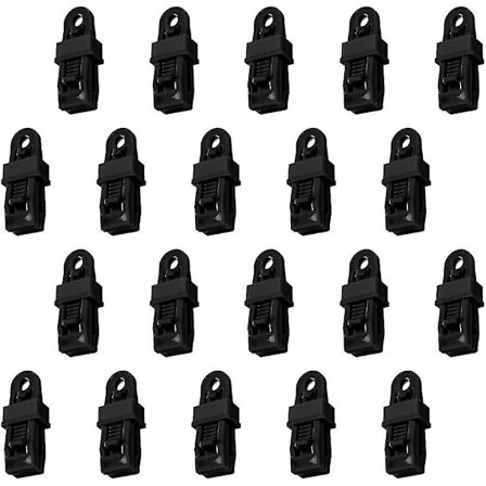 20 stk Teltklips Vindtett Feste Spenne Markise Klemme Nødtelt Snap For Utendørs Camping Jordbruk Hage Svart