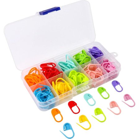 Strikke markører, 130 stk strikke markører, 10 farger, maskeringstape, hekling, strikke markør klips, strikke teller, heklelås for merking