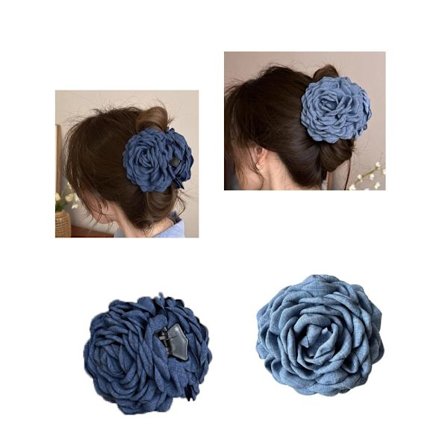 2 stk. Hawaiianske Plumeria Blomster Hårklemmer til Kvinder Piger, Stor Håndlavet Stof Rose Blomst Haj Gribeklemme til Tykt Tyndt Hår Sødt Hår 