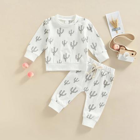 Pojkar Print Höst Outfits Elastisk Midja 2 Delar Outfit