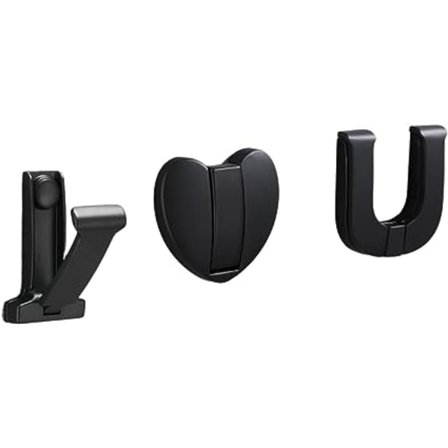 Tredelt sæt af bogstavfoldning skjult frakkekrog vægophæng (sort), børns vægophæng frakkekrog, tørklædeophæng frakkekrog, pung, nøgle, ha