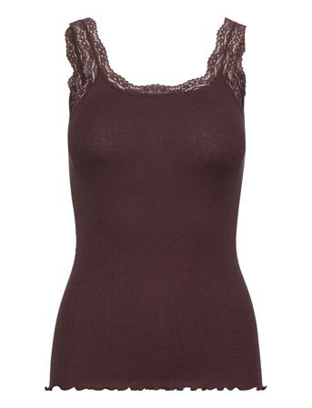 Silk Top W/ Lace Brown Rosemunde