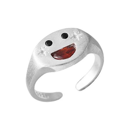 925 sterling sølv frostet diamant smiley ansigt ring til kvinder simpel sød temperament åbent design ring