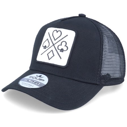 Iconic - Svart trucker Caps - Ace Hearts Spades Clubs X Patch Black Trucker @ Hatstore