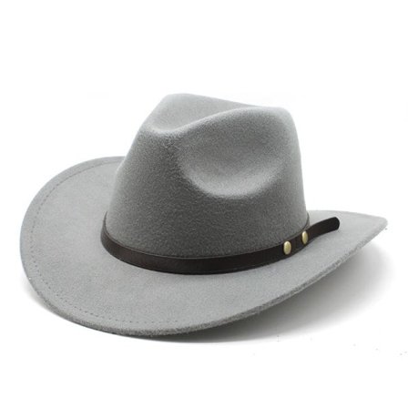 Amerikansk Western Cowboy Hat Filt Hat Til Mænd Og Kvinder Ridning Hat Rullet Krem Imitation Uld Jazz Hat Cowboy Hat Grå
