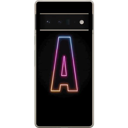 Kompatibel Mobilcover til Google Google Pixel 6 Pro Minimalistisk neonbogstav A i regnbuefarvet lys mod sort baggrund i moderne typografisk stil