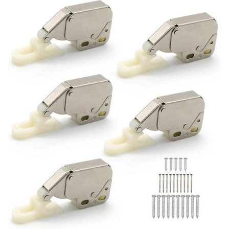 Automatiske fjederbelastede mini-låse, 5 stk. mini-tryklåse, mini-lås fjederbelastet skab