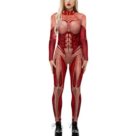 Dame Halloween Kostume Print Bodysuit Skinny Jumpsuit Suit 1 L