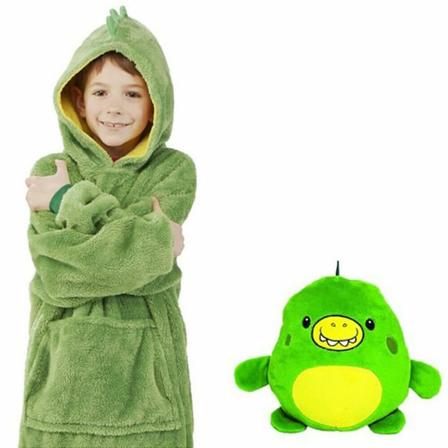 Bärbar filttröja, oversized supermjuk och varm för barn green