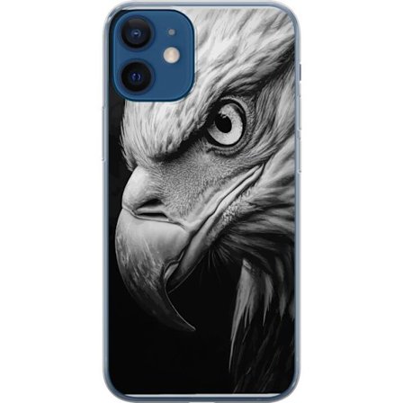 Yhteensopiva Puhelinkuori Apple Apple iPhone 12 mini Kotka lähikuvassa realistinen muotokuva voimakas katse lintu yksityiskohtainen mustavalkoinen la