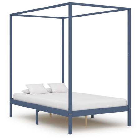 Vidaxl Himmelsäng Med 4 Lådor Grå Massiv Furu 140x200 Cm Grå