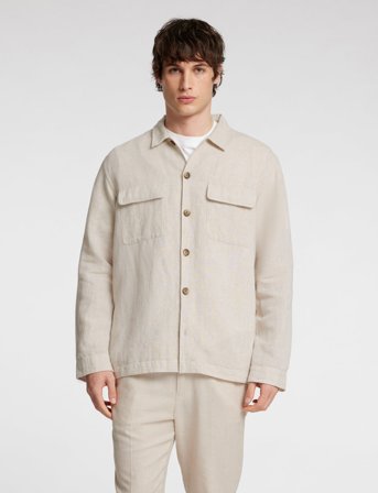 Selected Slh-Leroy Linen Blend Overshirt Ls Noos - Beige - L