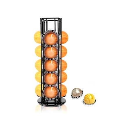 Holder til sort kaffe med 20 kapsler, opbevaringsstativ til spisekammer, metaldisplaystativ med stor kapacitet, Vertuoline