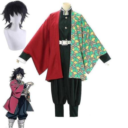 Anime Demon Slayer Kimetsu No Yaiba Kimono Uniform Tomioka Giyuu Kostyme for Menn, Kvinner og Barn Without wig