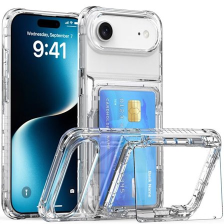 iPhone Air Case with Stand and Card Holder - Transparent