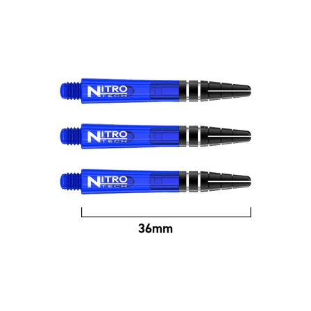 Red Dragon Darts Nitrotech 36mm Blue Polycarbonate - 3 Sets (9) - Professional Dart Shafts for Flights, Durable, Lightweight
