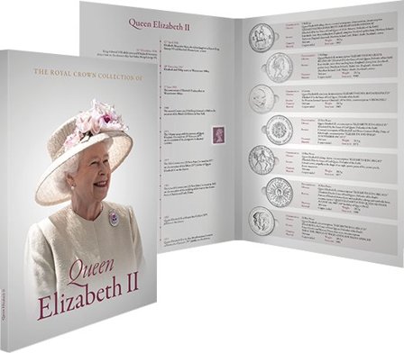 England 1965-1981 - Kongelige Krone samling - Dronning Elizabeth II - 5 mønter og 1 frimærke - Ucirkuleret
