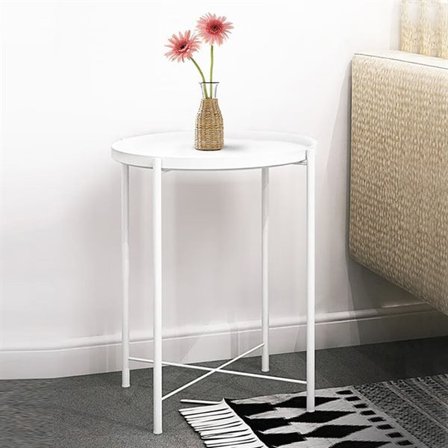 Pyöreä sivupöytä jauhemaalattua metallia 44cm - Valkoinen